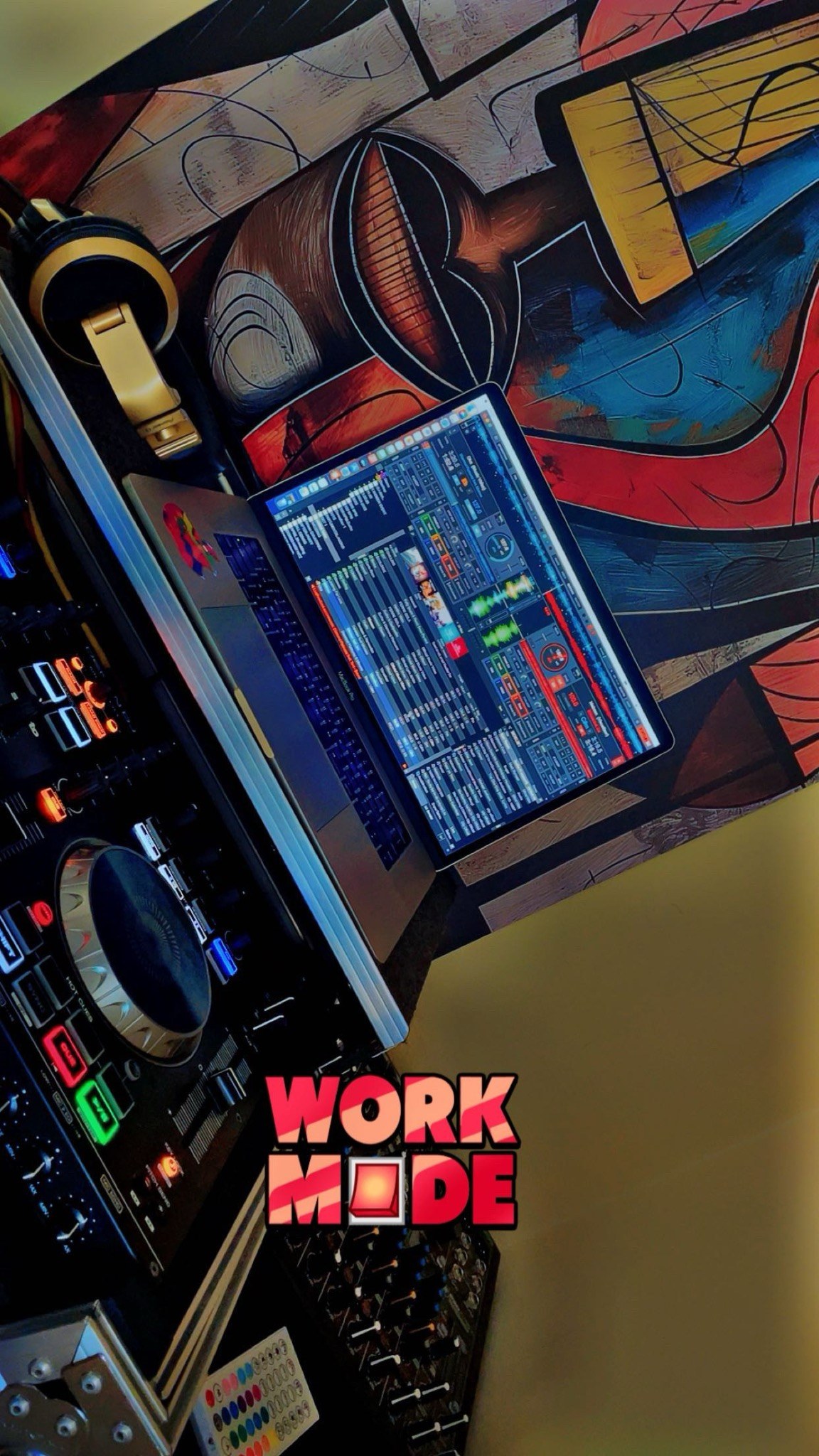 DJsplashJ DJ controller and laptop in work mode